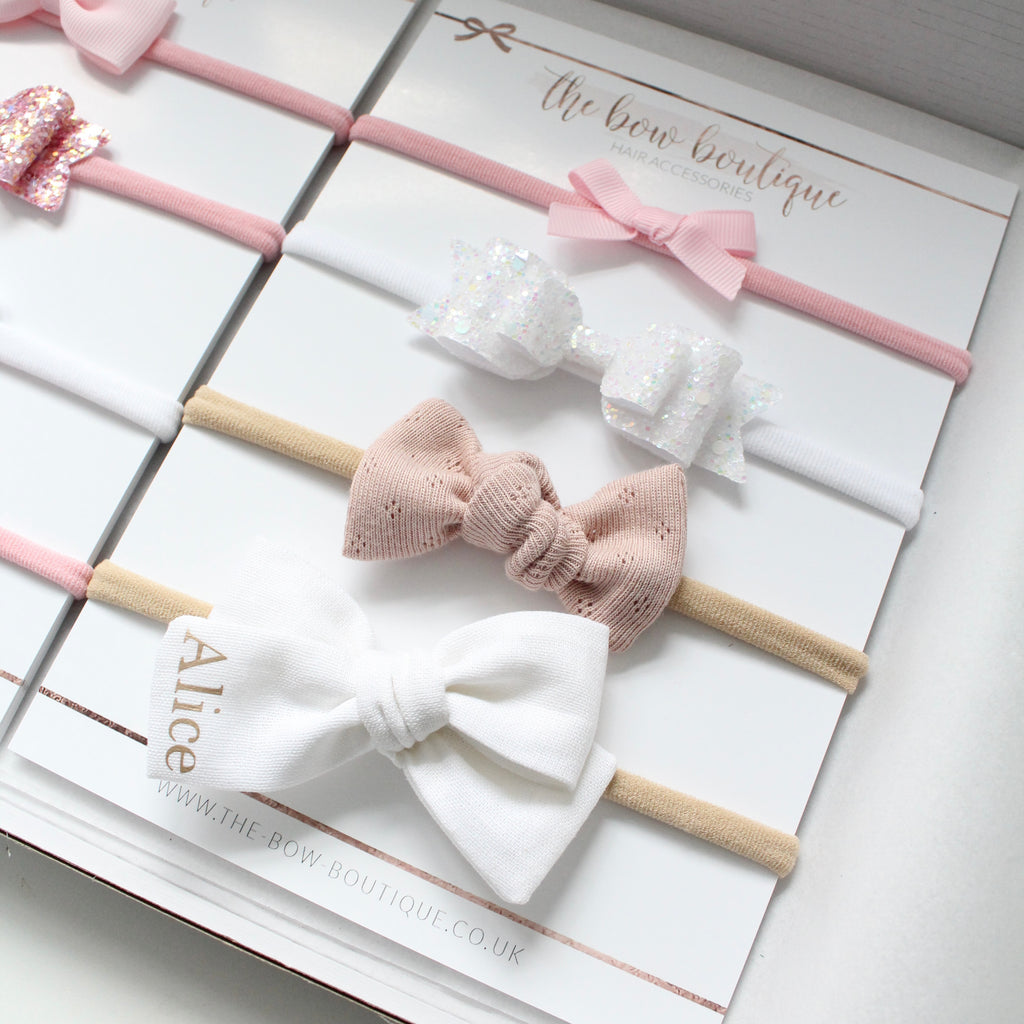 Soft pink new baby headband set