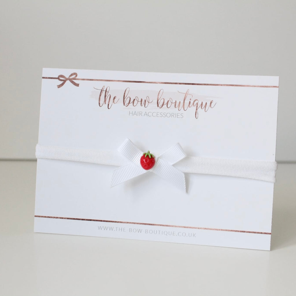 Hand tied strawberry ribbon bow headbands | 2 colours