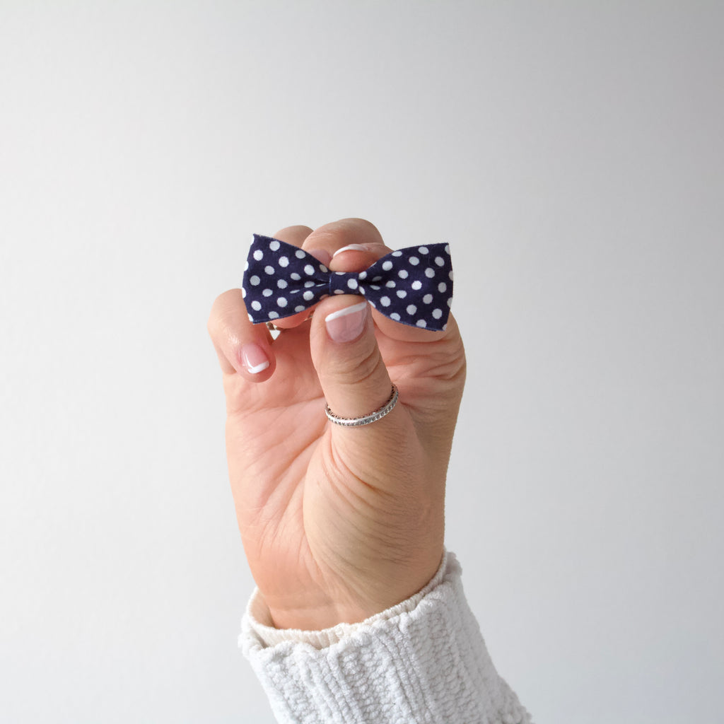 Polka dot pinch bow clips | 6 colours