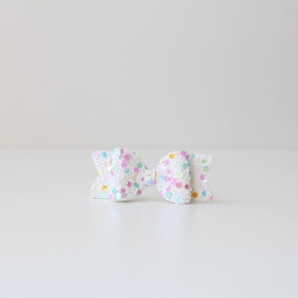 Small chunky glitter bows | 22 Colours | Clip or headband
