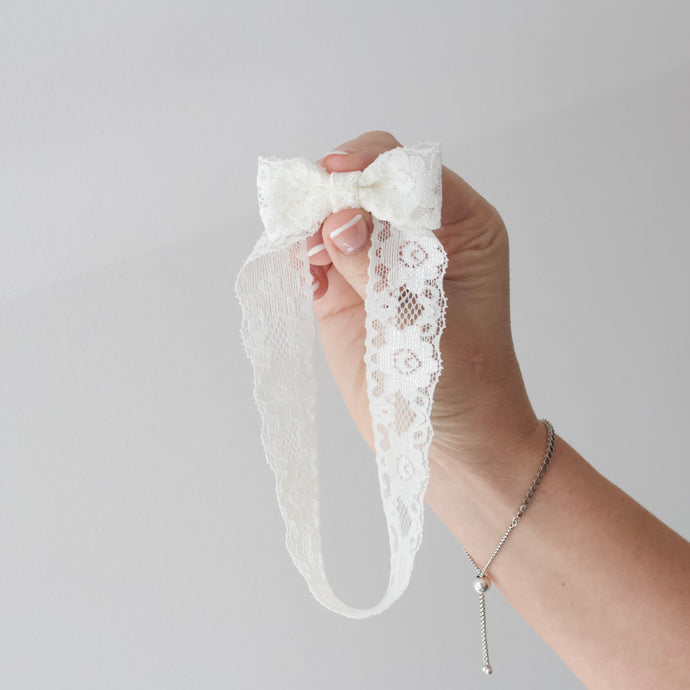 Ivory lace pinch bow headband - Occasion