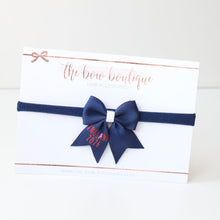 Load image into Gallery viewer, Football England 2026 short tail pinch bow - Navy - option to personalise