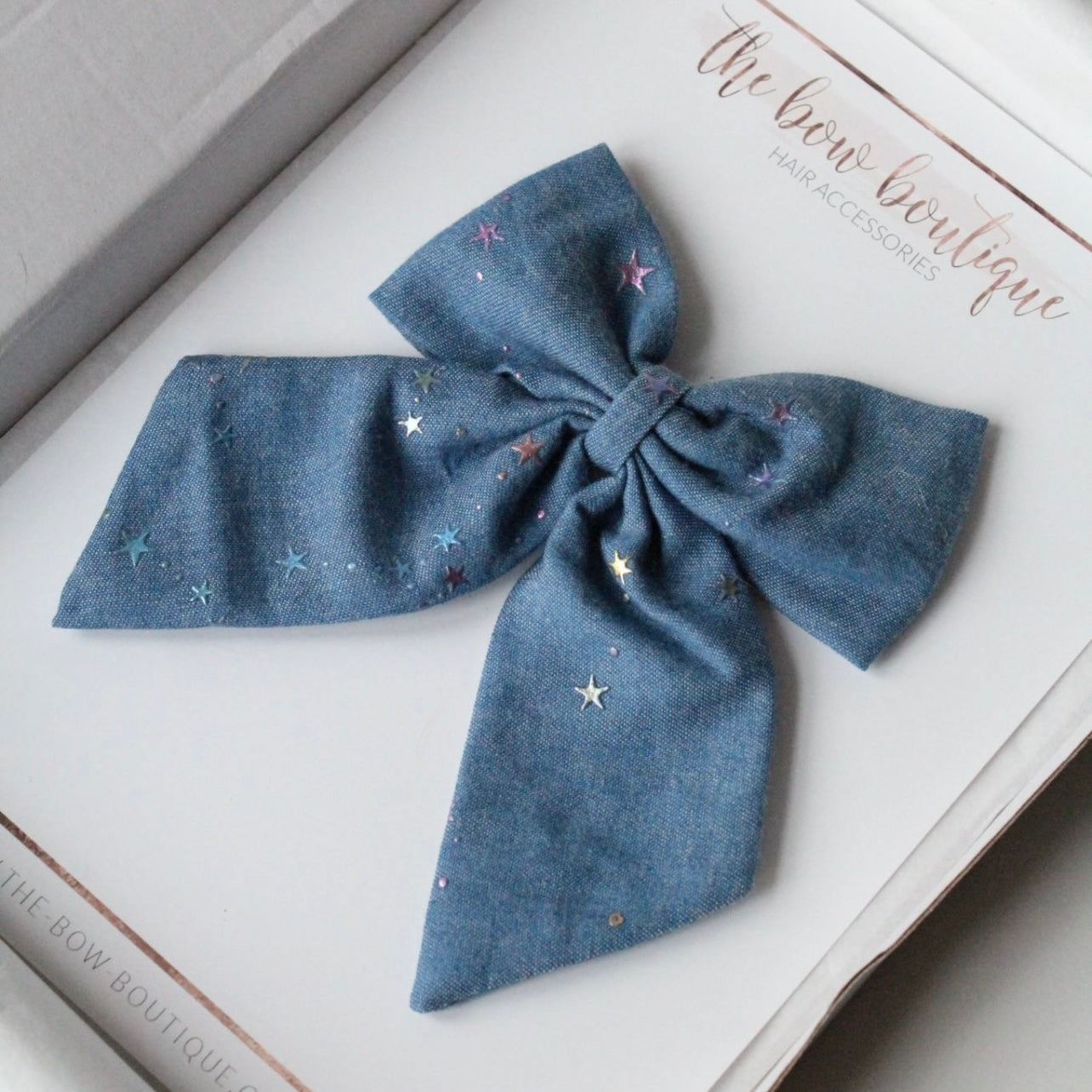 Denim star Signature Bow | Clip or bobble