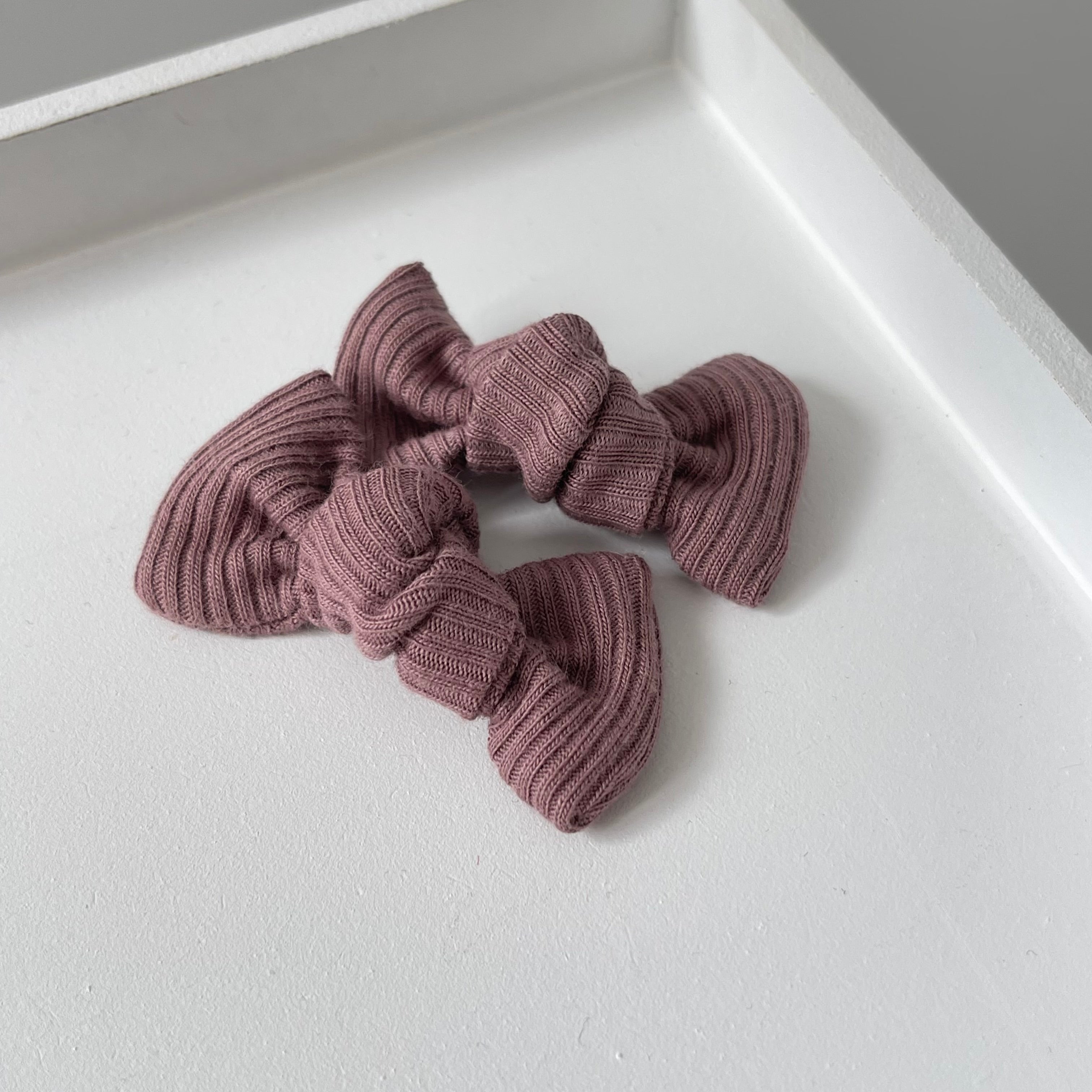 Petite jersey ribbed knot bows | 20 Colours | Clip, headband or bobble