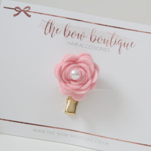 Pink flower clip with pearl