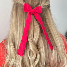 Load image into Gallery viewer, Luxury linen look sweetheart bow | Clip or bobble