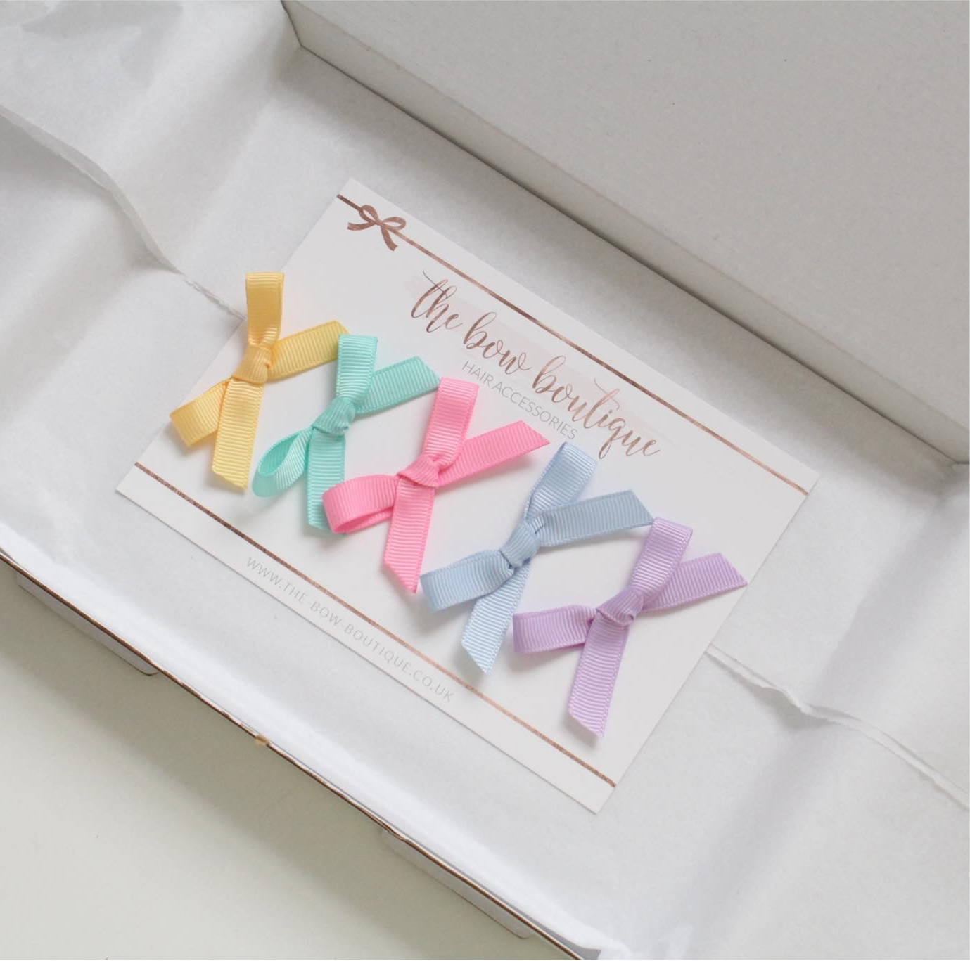 Hand tied summer ribbon bow clip set