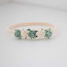 Load image into Gallery viewer, Delicate sage &amp; cream daisy flowers - Clip or headband