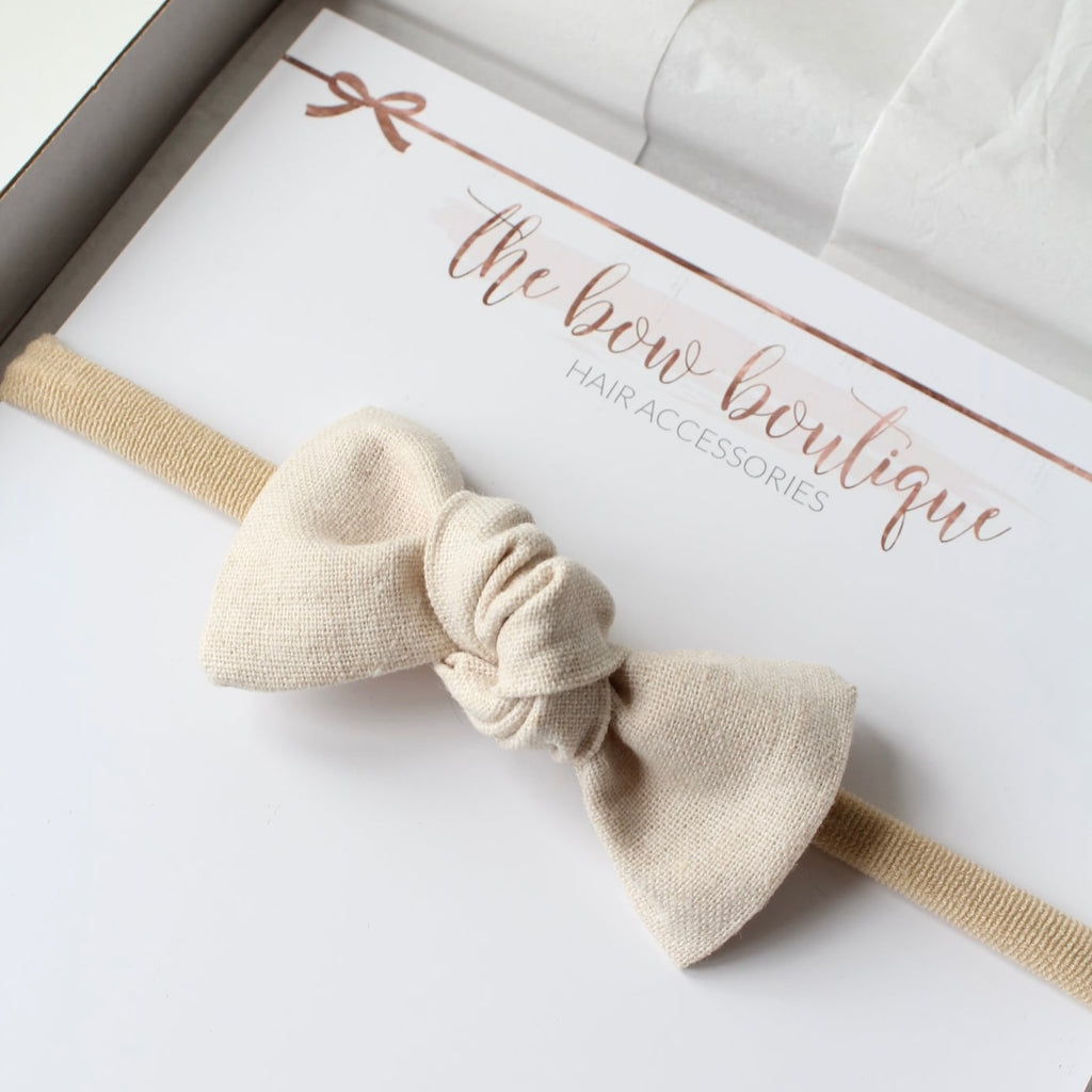 Linen knot bows | 10 Colours | Clip, headband, bobble or alice band