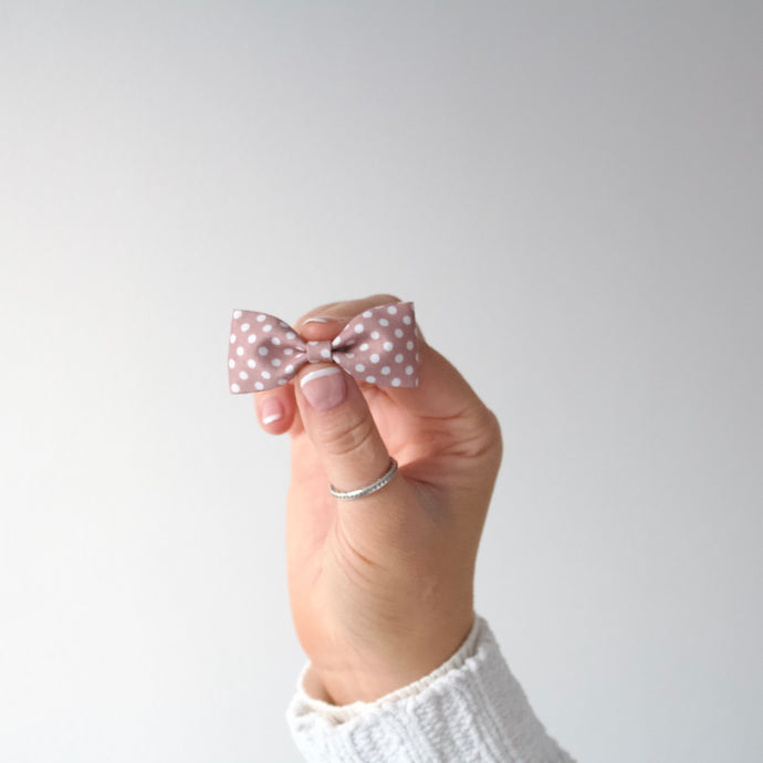 Polka dot pinch bow clips