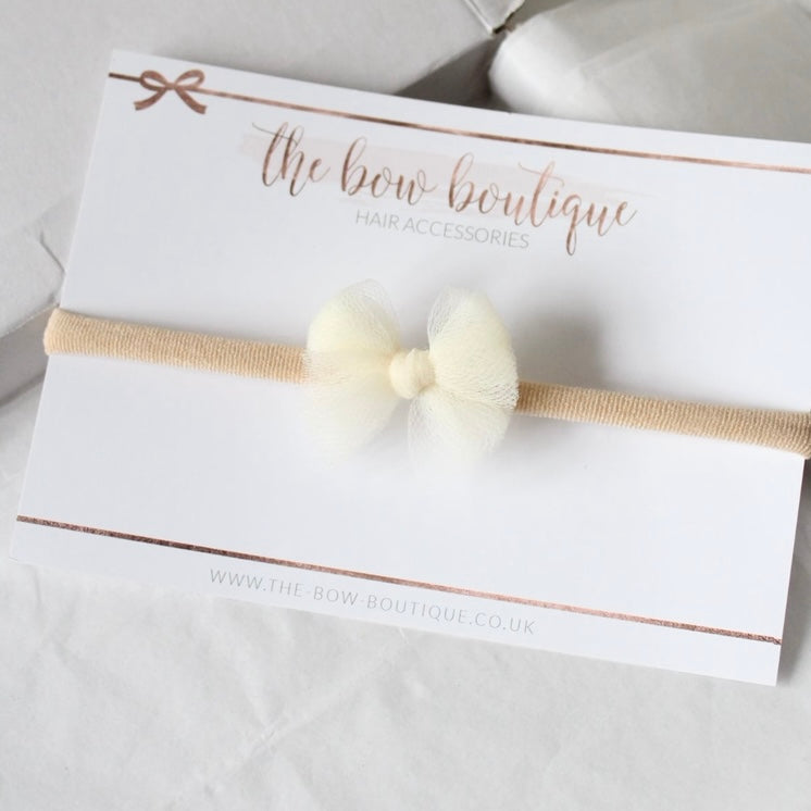 Cream tulle bow | 2 sizes | Clip or headband