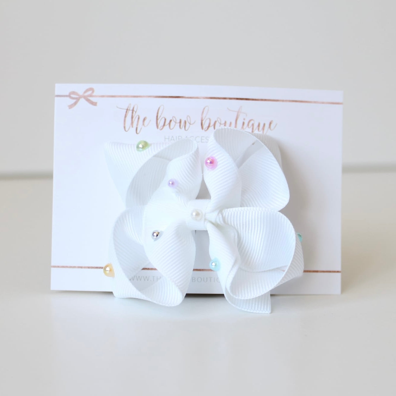 Colourfun pearl ribbon bows | 8 Colours | Clip, headband or bobble