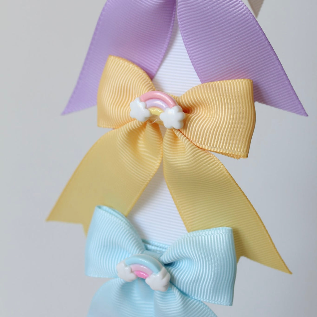 Rainbow long tail pinch bows | 6 colours | Clip or bobble