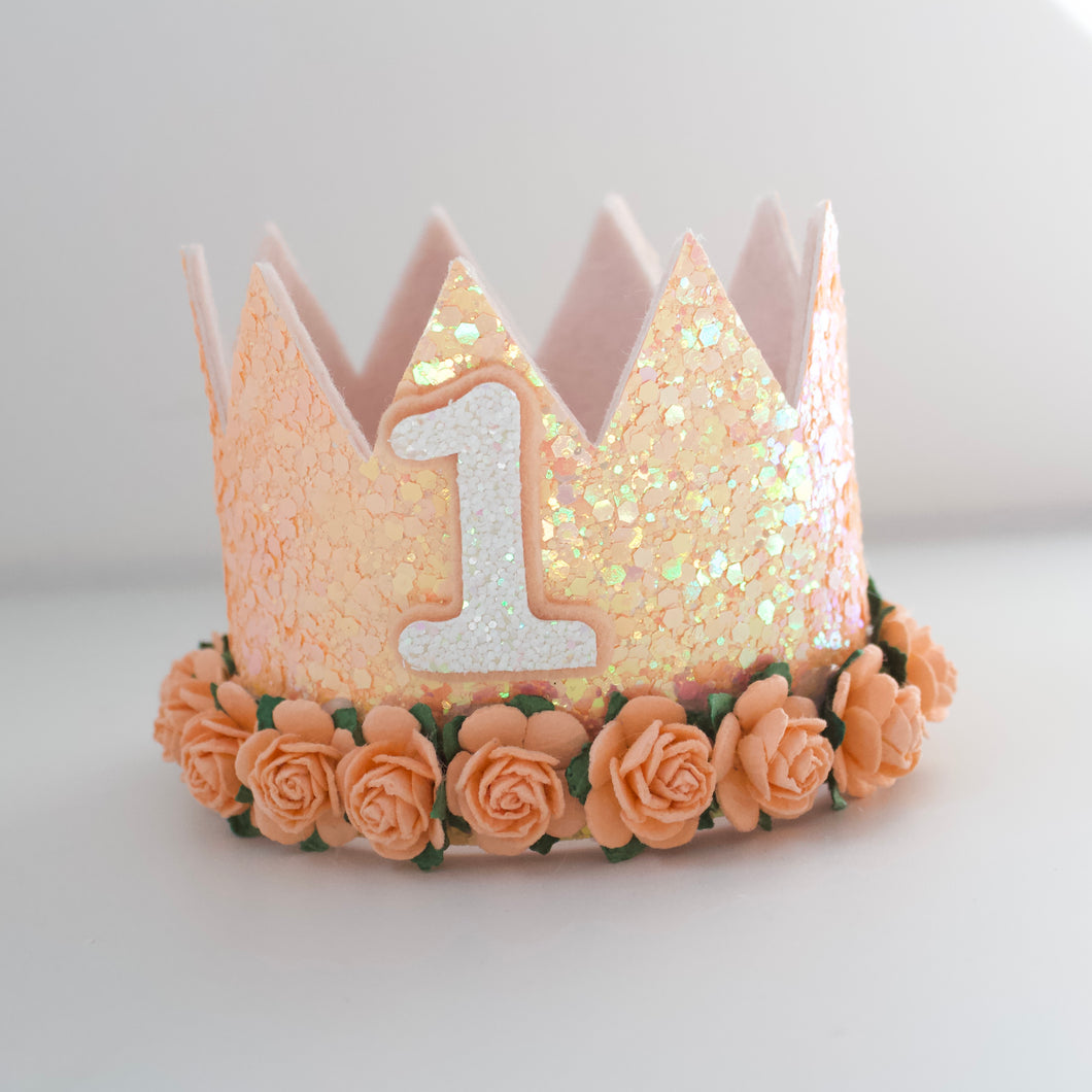 Sweet as peach birthday crown headband