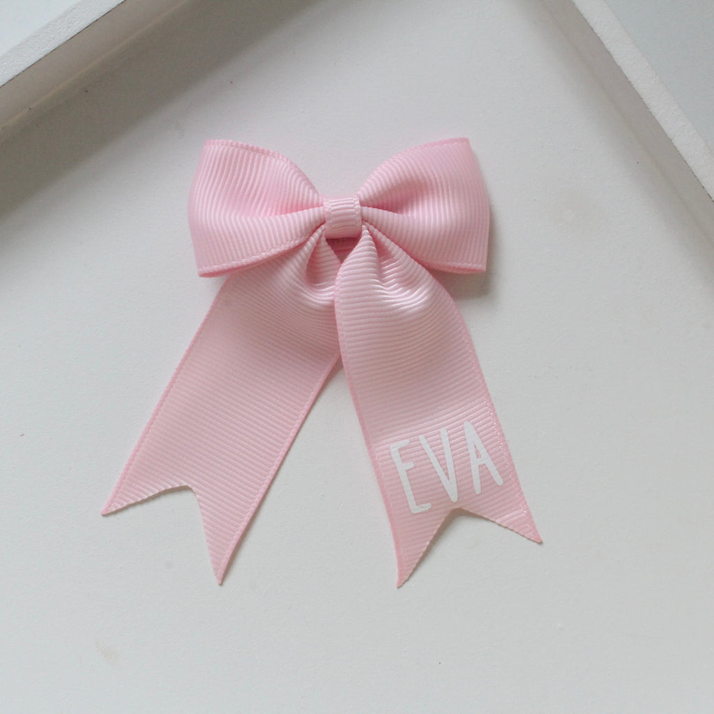 Personalised tail pinch ribbon bows | 33 colours | Clip or bobble