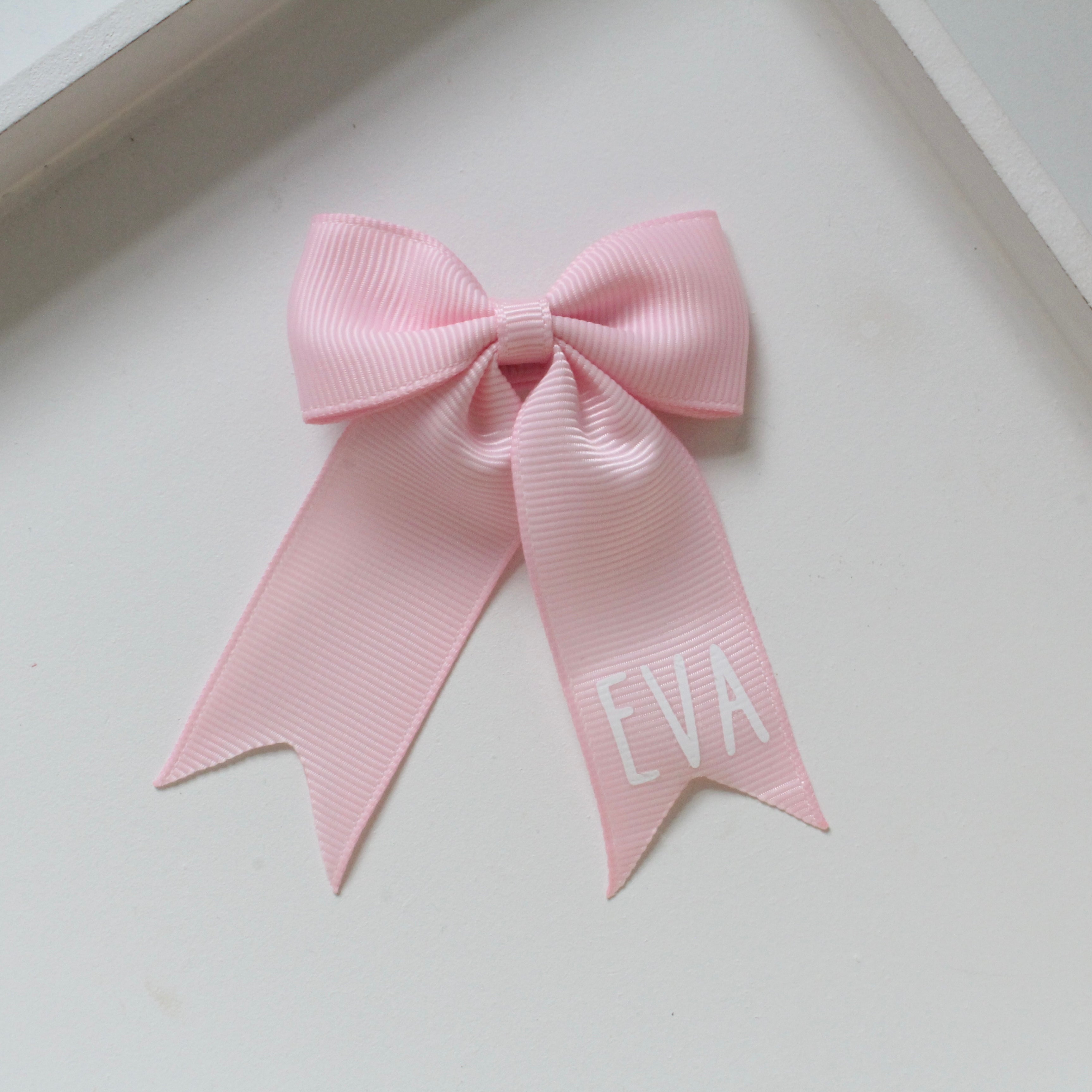 Personalised tail pinch ribbon bows | 33 colours