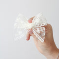 Cream lace bow | Clip or headband