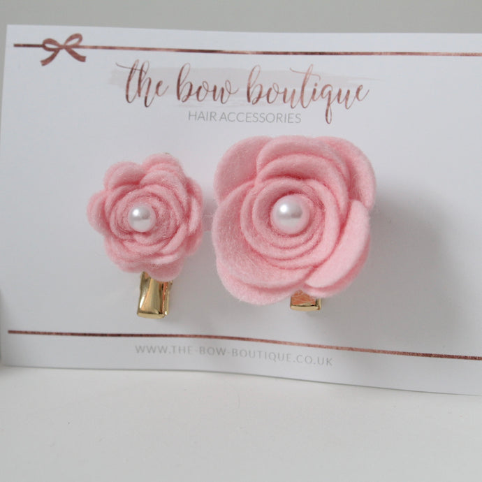 Pink flower clip with pearl
