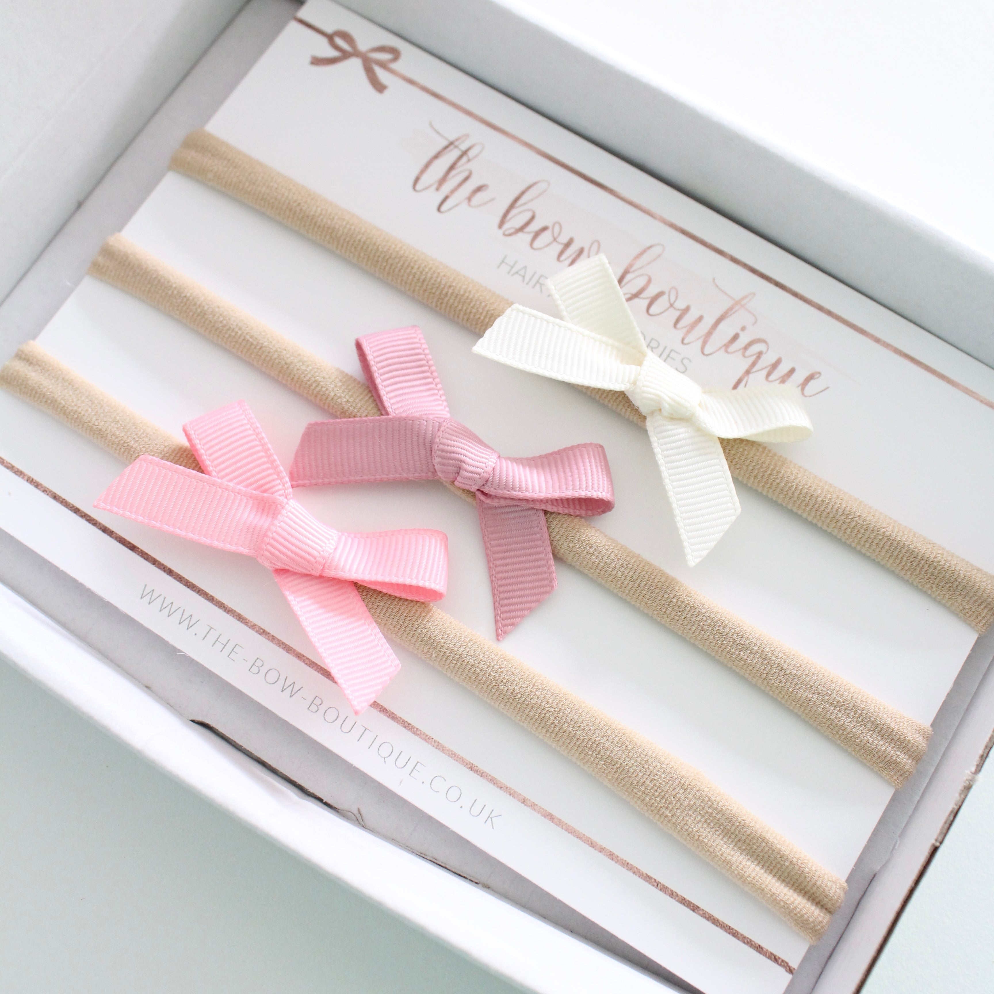 Hand tied ribbon bow headband set