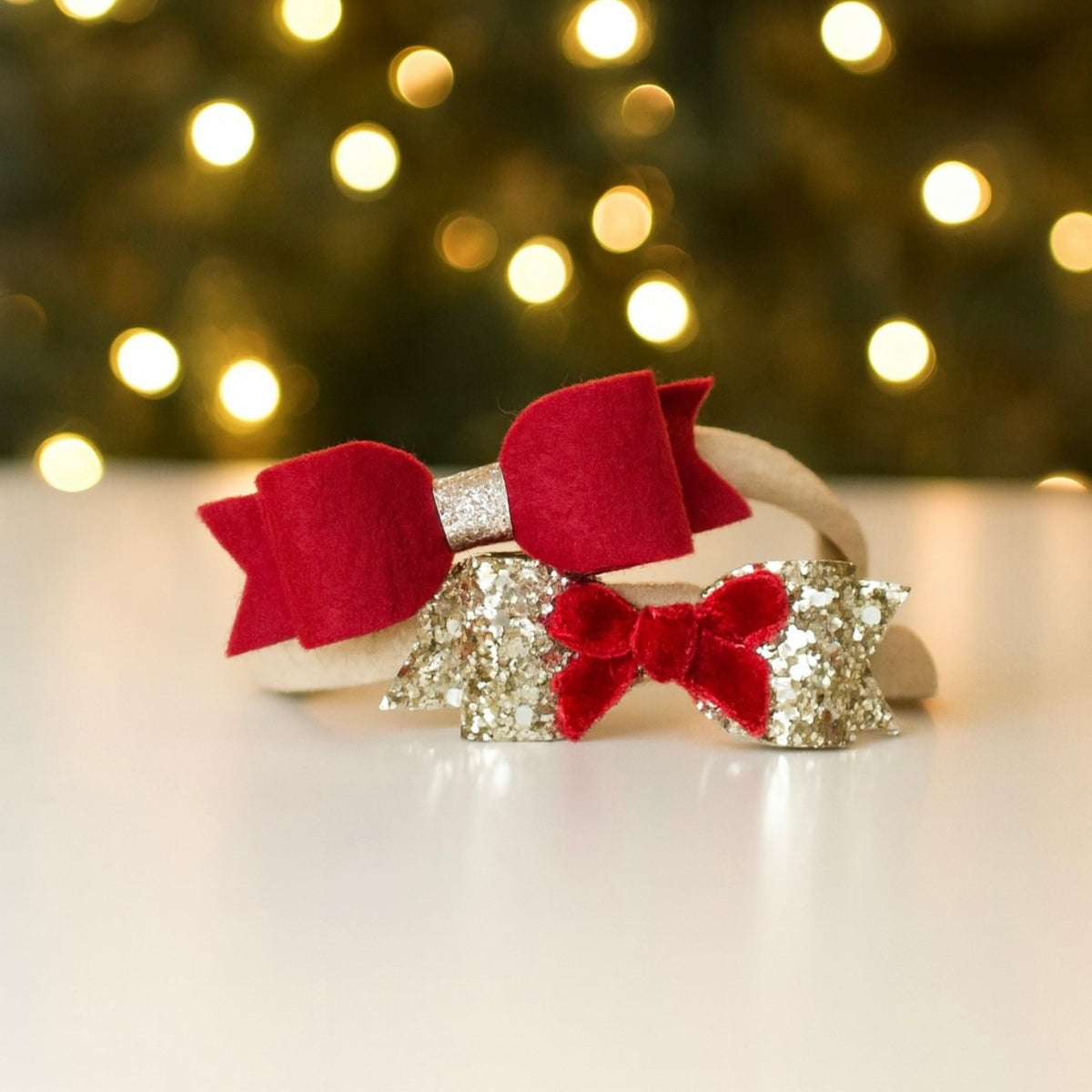 Christmas red & gold set | Clip or headband
