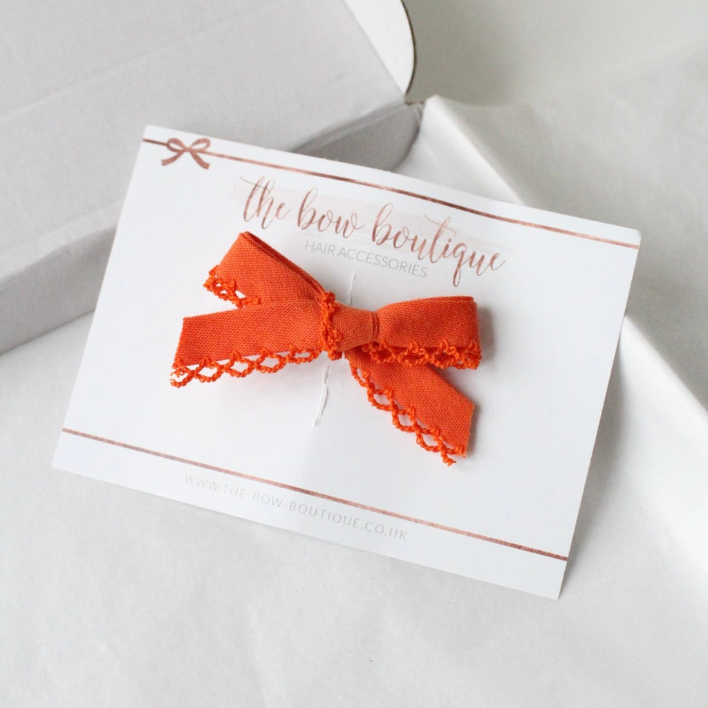 Hand tied bow clip | Orange