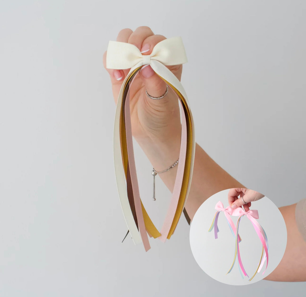 Fall tail pinch ribbon bow | 2 sizes | Clip or bobble