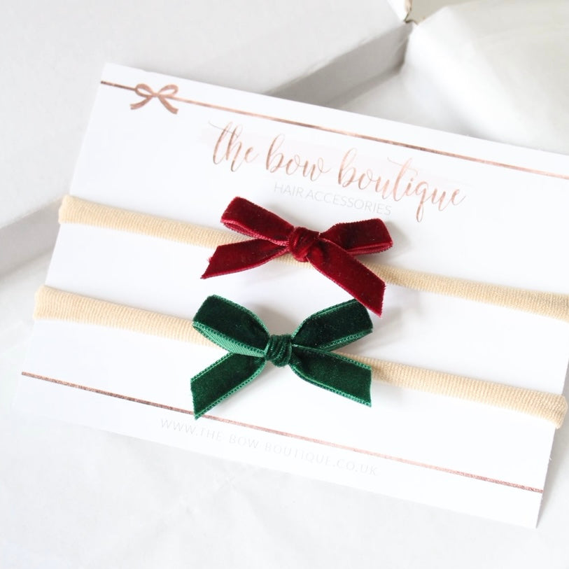 Christmas velvet set | Clips or headbands