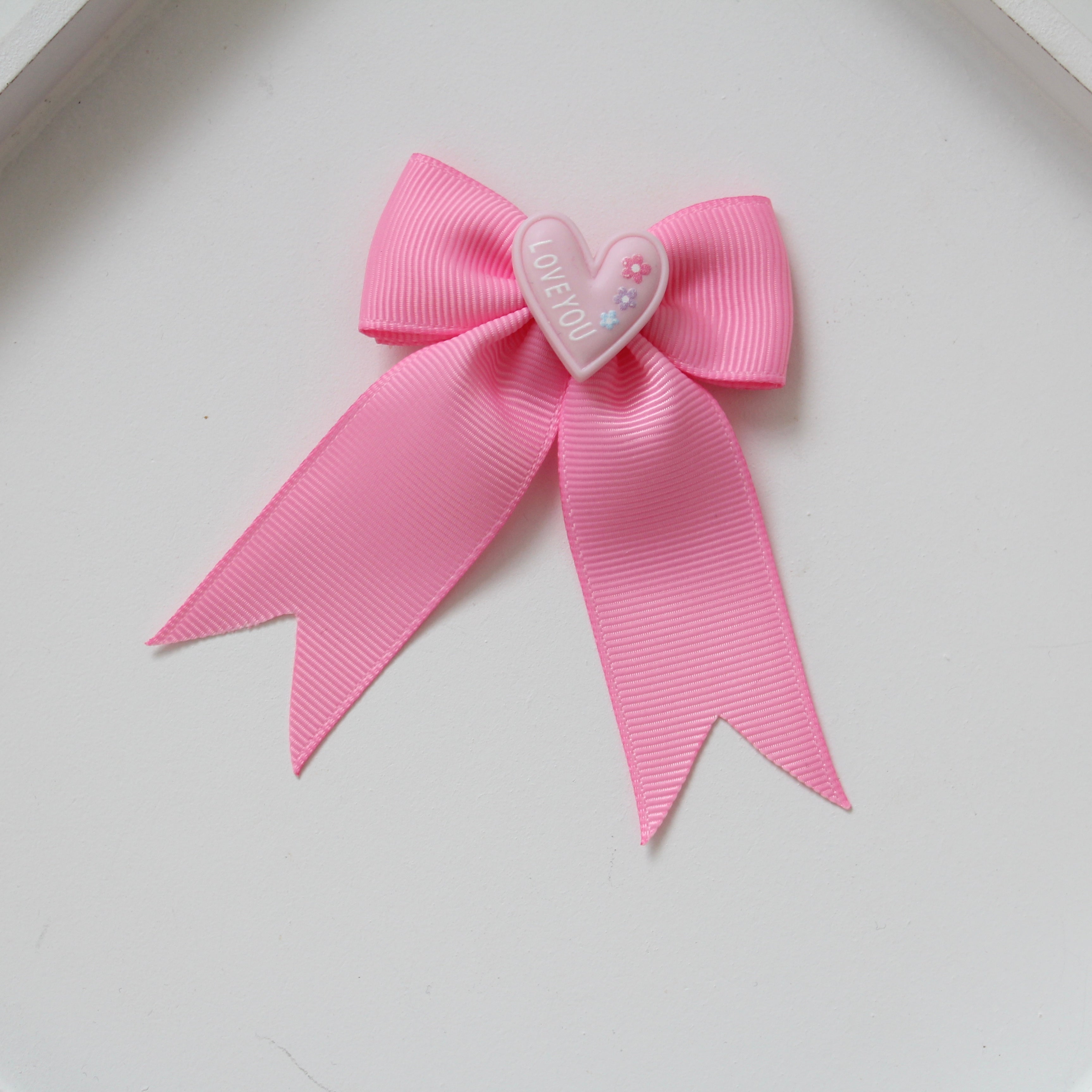 Love you heart tail ribbon bows | 2 colours | Clip or bobble