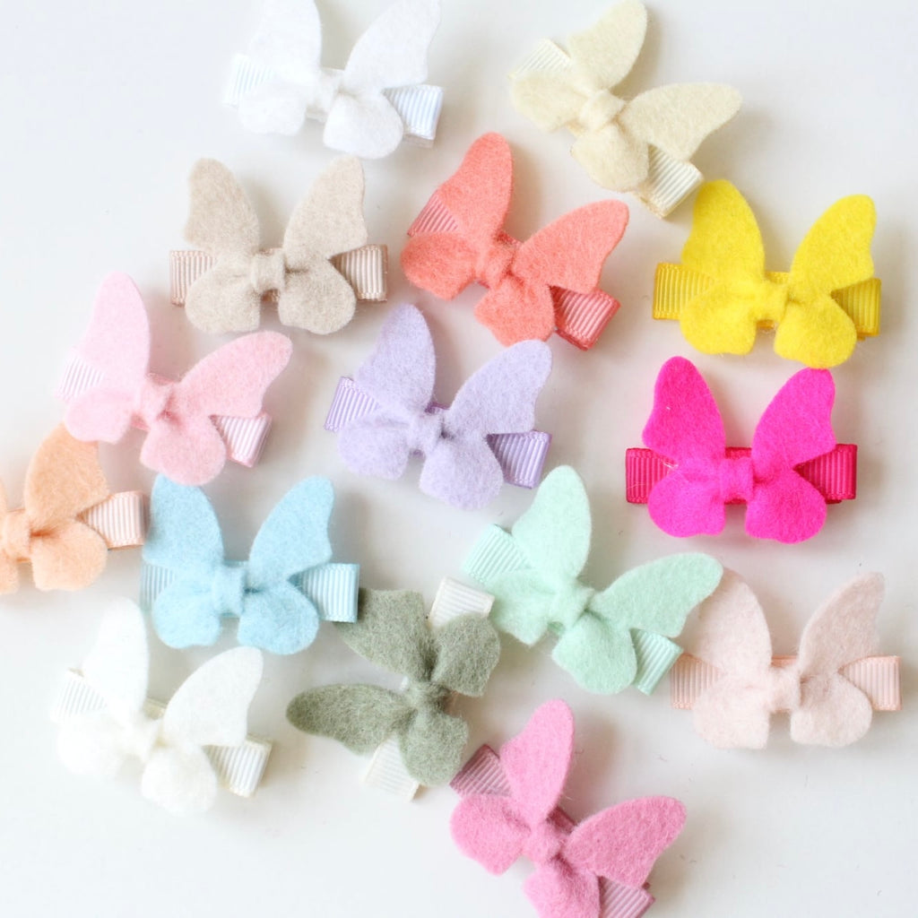 Felt butterflys on lined clip | 26 Colours