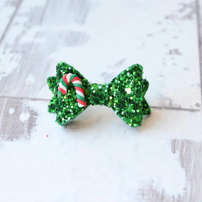 Mini baby candy cane bow | My first clip or bobble