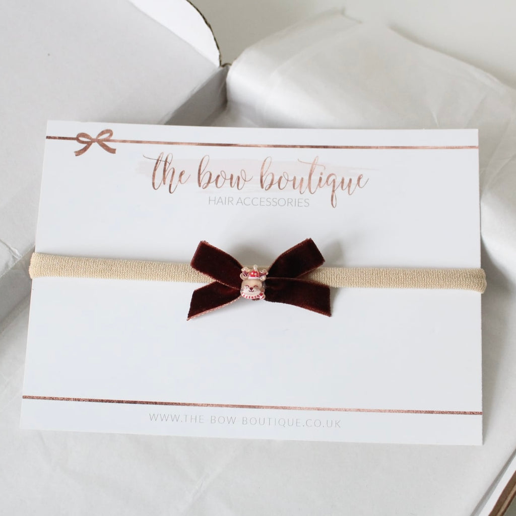 Mini velvet christmas bow | Clip or headband