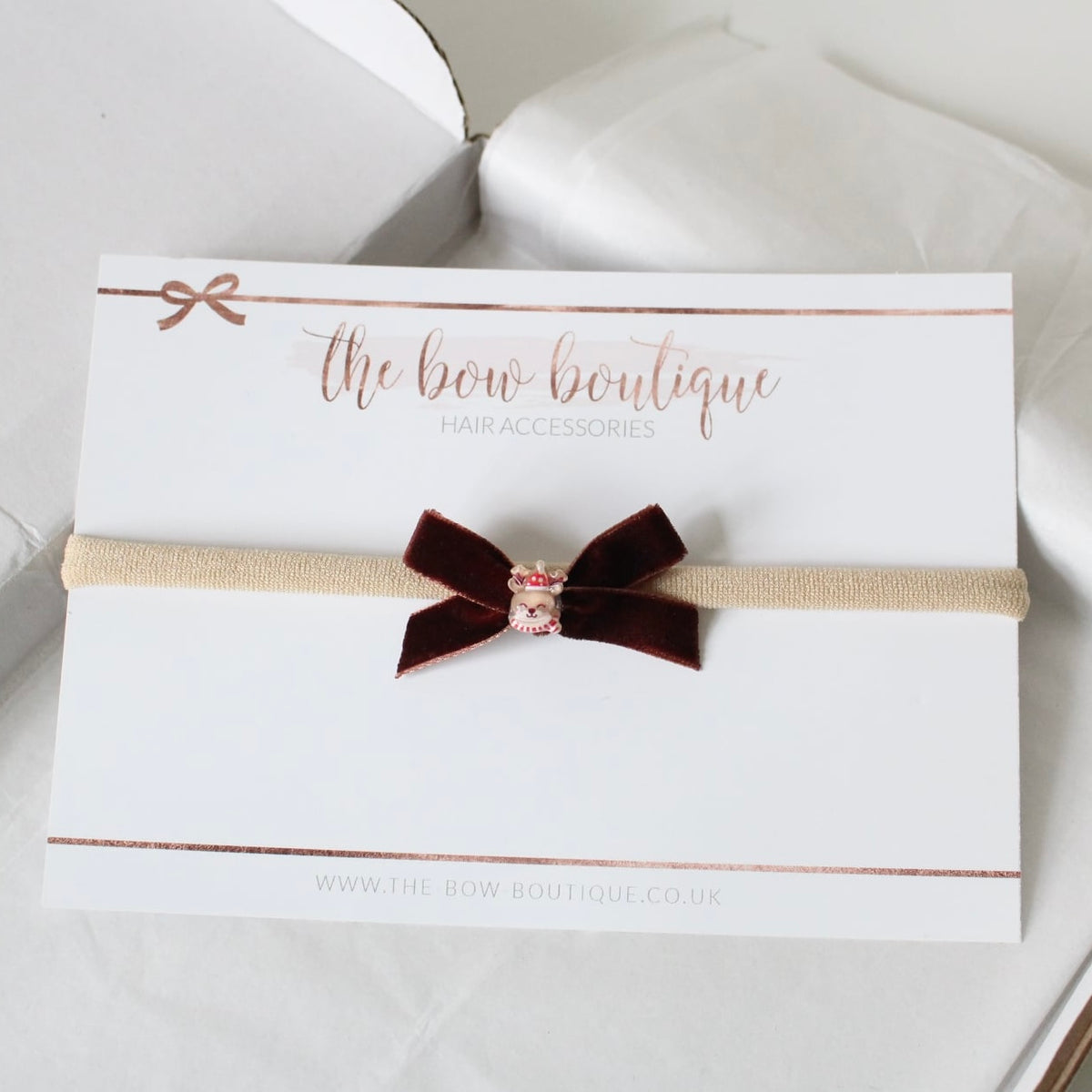 Mini velvet christmas bow | Clip or headband