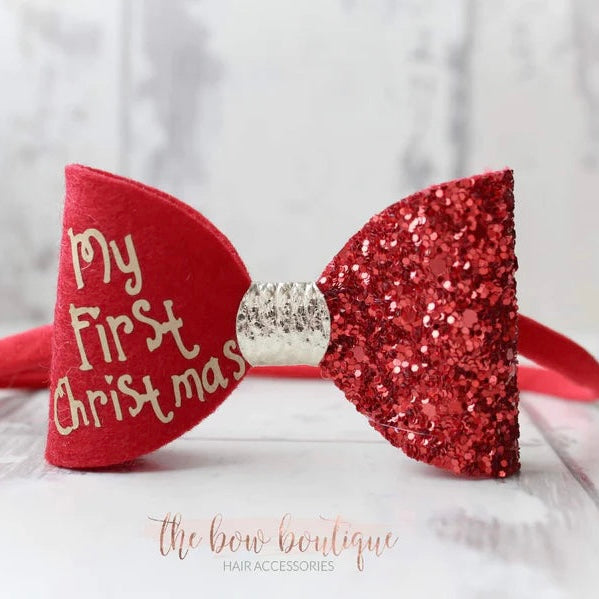 My first christmas bow | Clip or headband