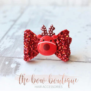 Mini baby reindeer bow || My first clip or bobble