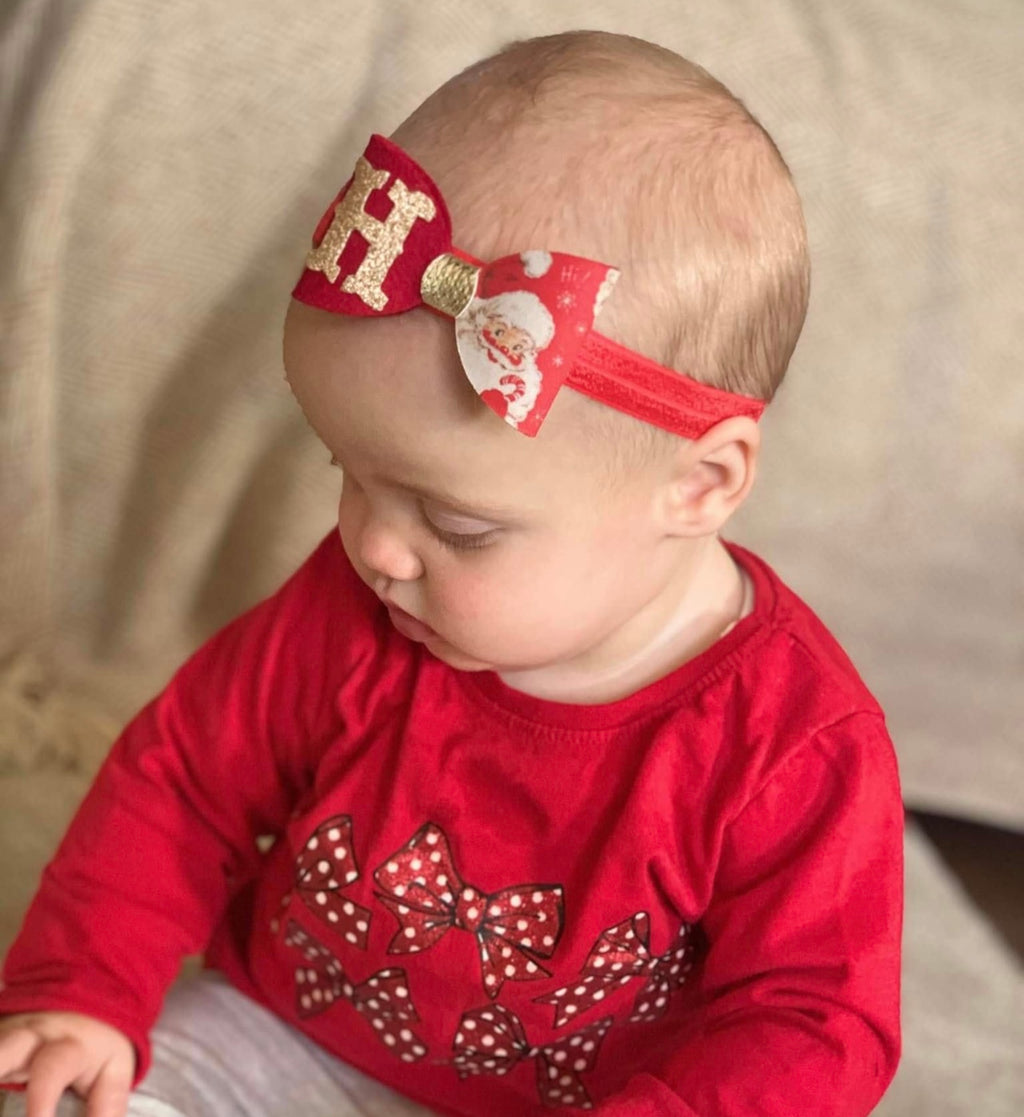Personalsied santa bow | Clip or headband