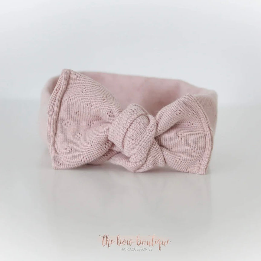 Nude pink pointelle headwrap