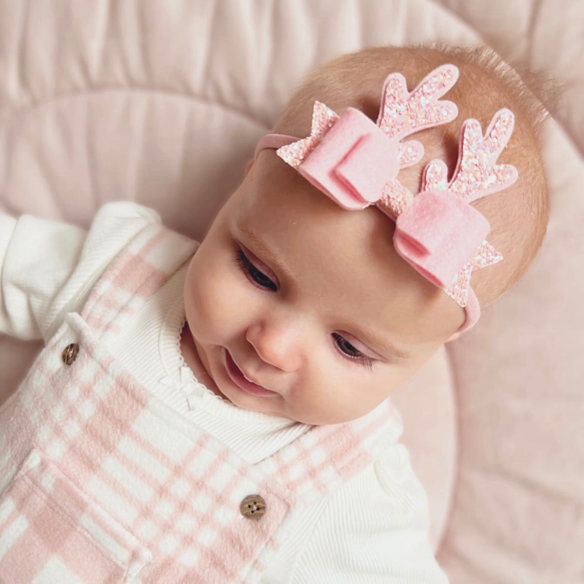Pink antler bow | Clip or headband