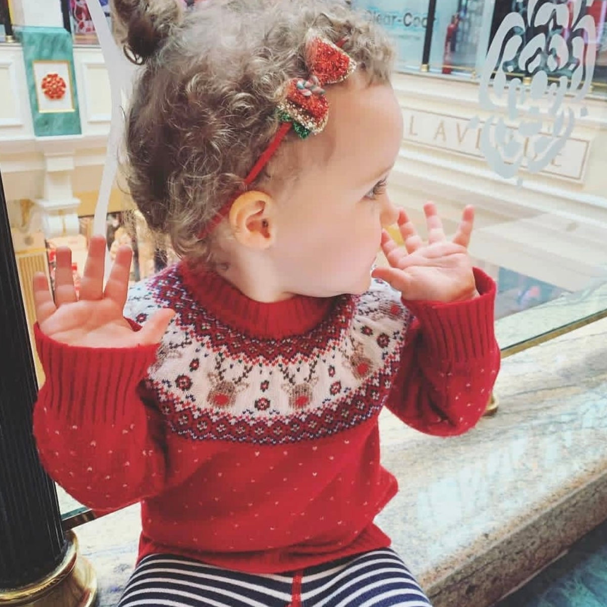 Christmas candy cane glitter bow | Clip or headband