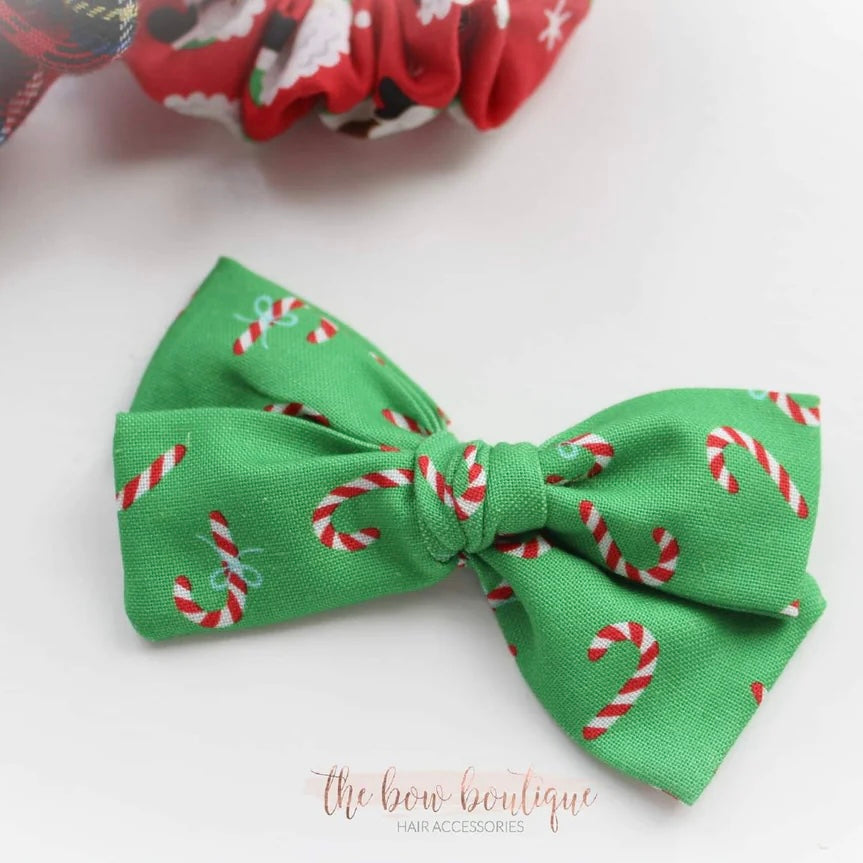 Christmas candy cane mini sweetheart bow | Clip, headband or bobble