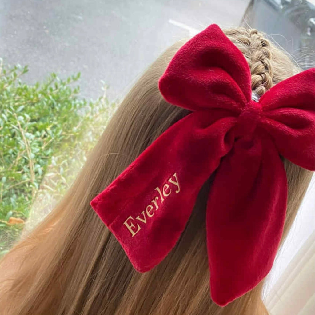 Velvet large bow clip