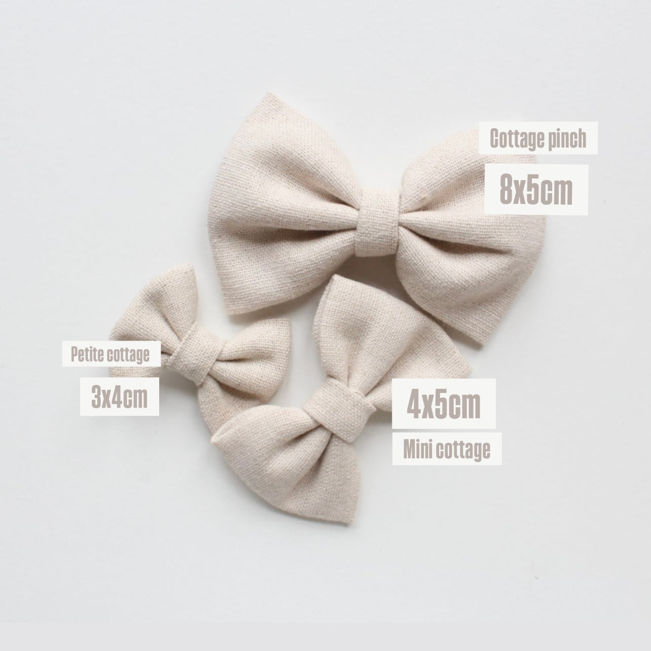 Cottage linen bow | 3 Sizes | 13 Colours | Clip, headband or bobble