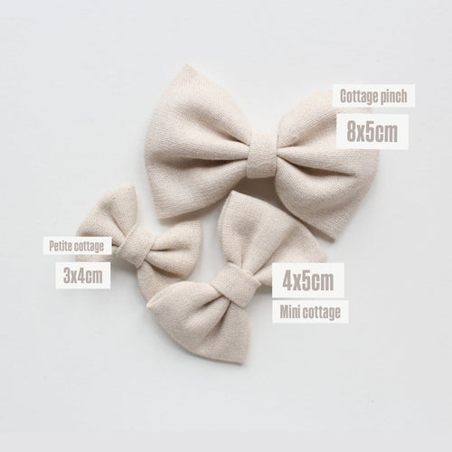 Cottage linen bow | 3 Sizes | 13 Colours | Clip, headband or bobble