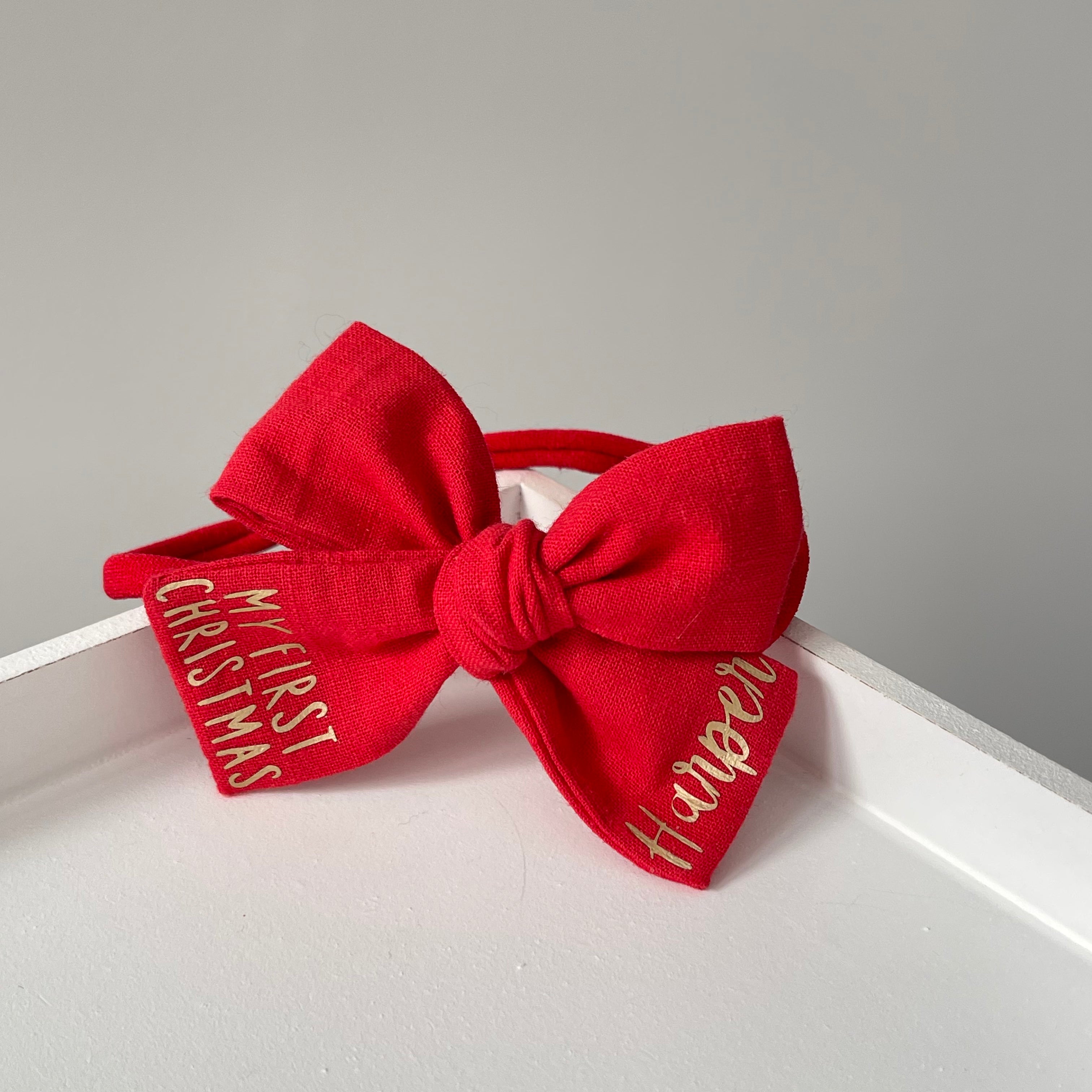 My first Christmas personalised Bow | Clip, headband or bobble
