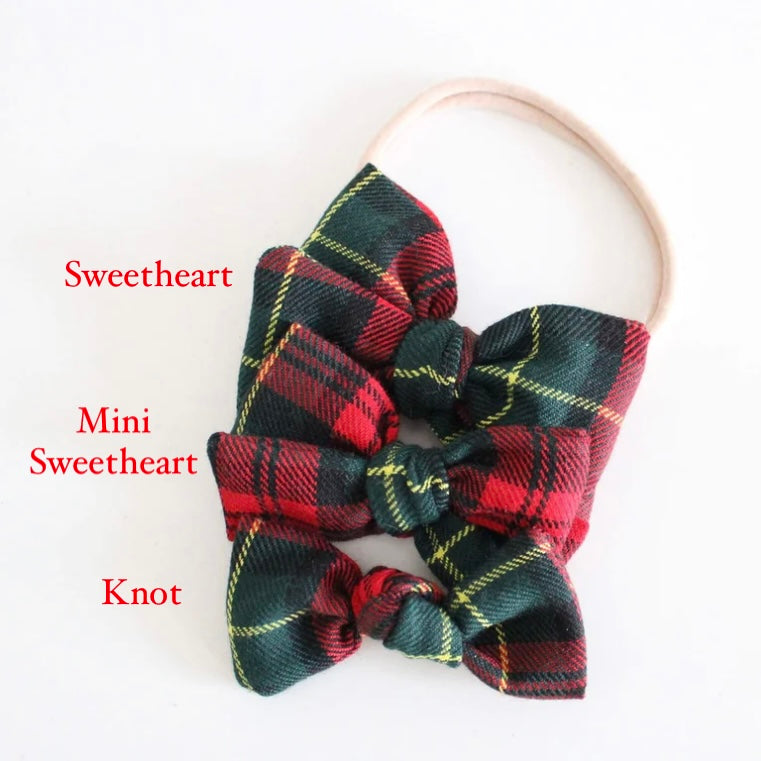 Christmas tartan bow | Clip, headband or bobble
