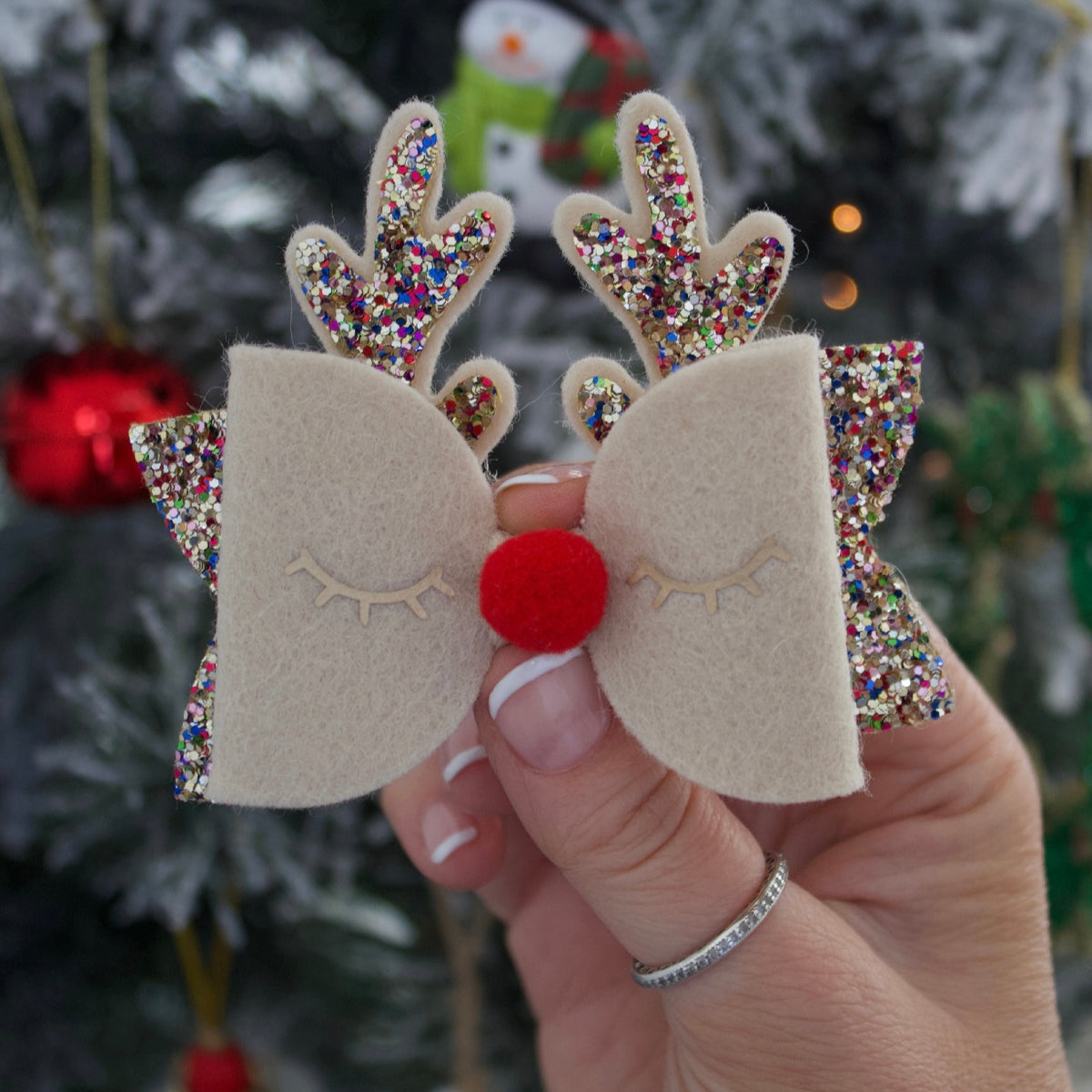 Christmas reindeer bows | Clip or headband