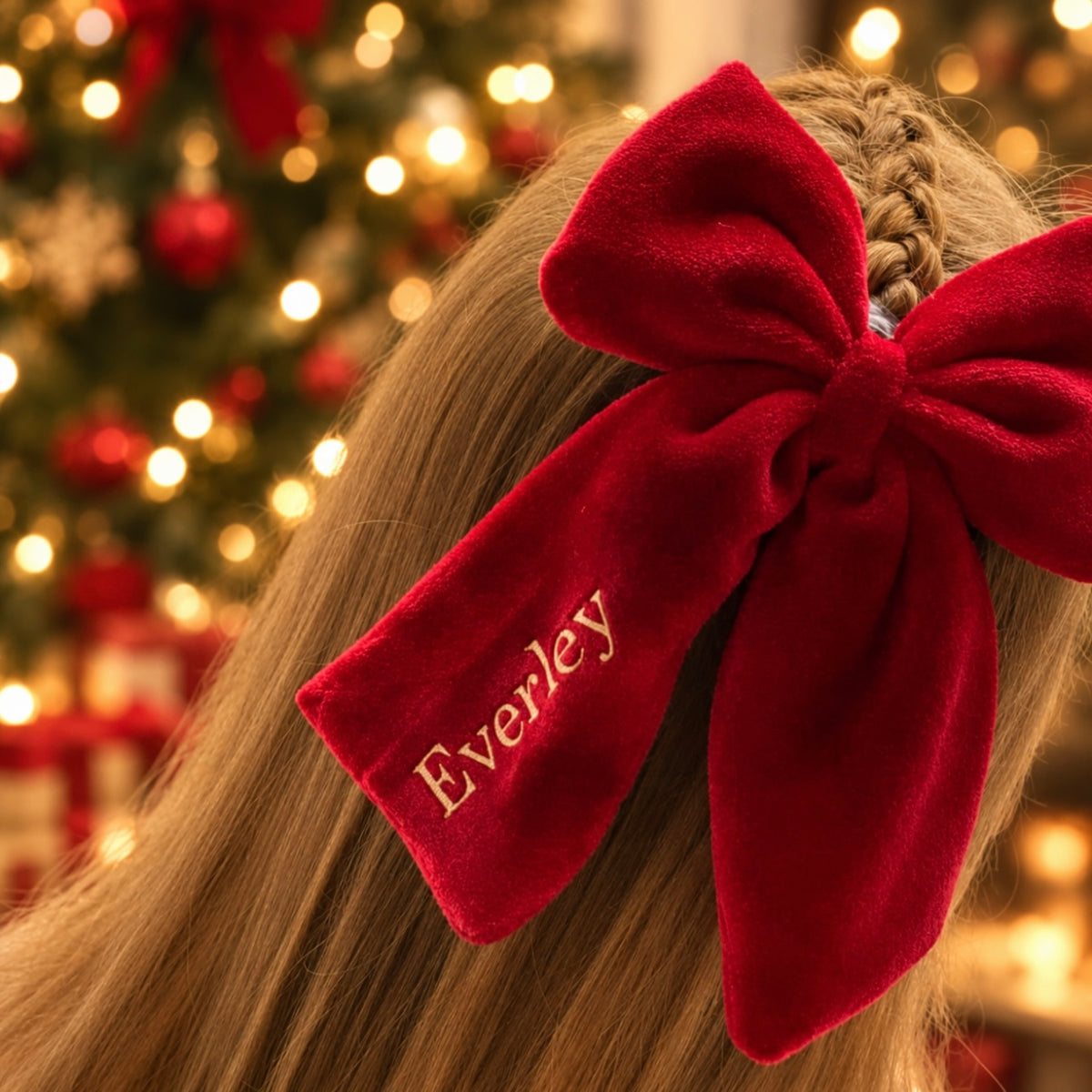 Velvet large bow clip