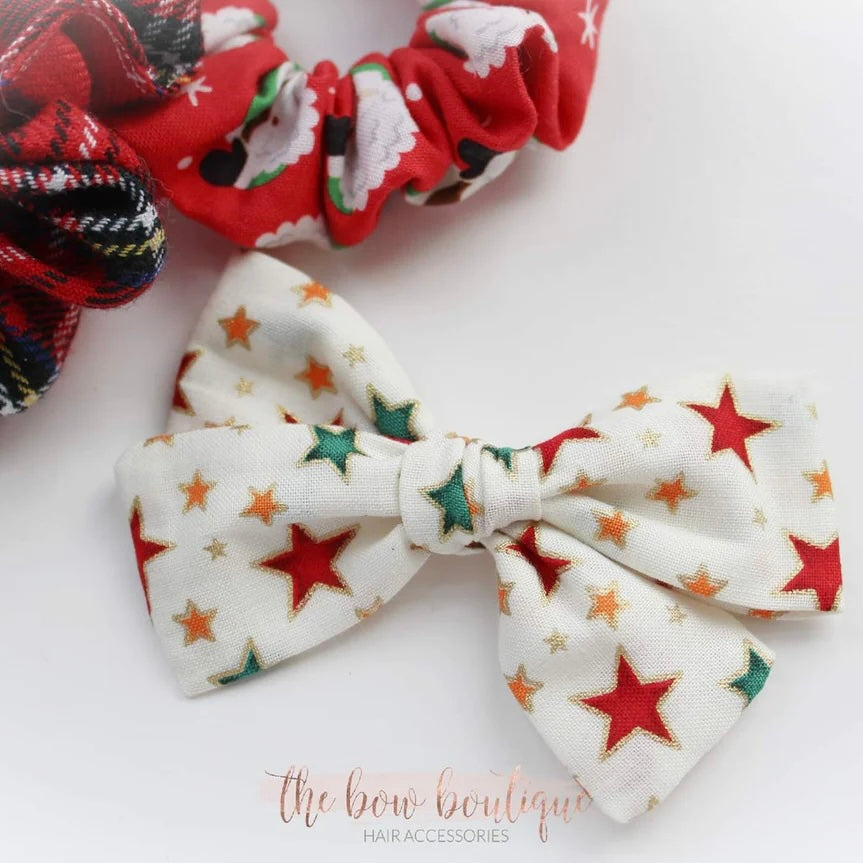 Christmas star mini sweetheart bow | Clip, headband or bobble