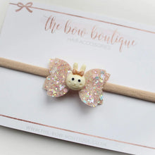 Load image into Gallery viewer, Nude glitter mini deluxe bunny bows - Easter