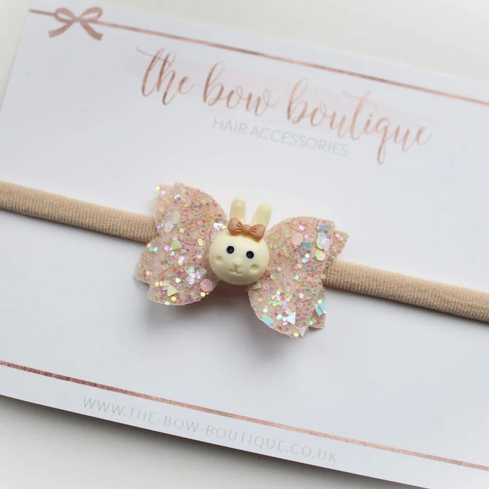 Nude glitter mini deluxe bunny bows - Easter