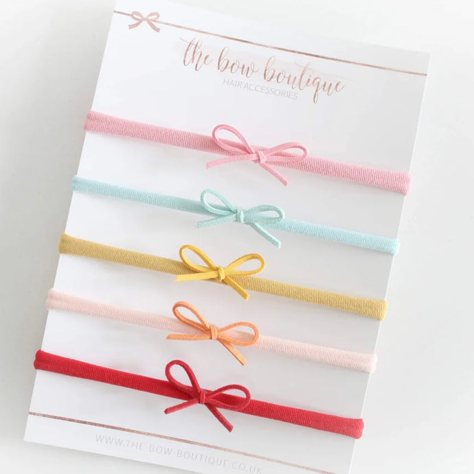 Petite summer suede bow headband set